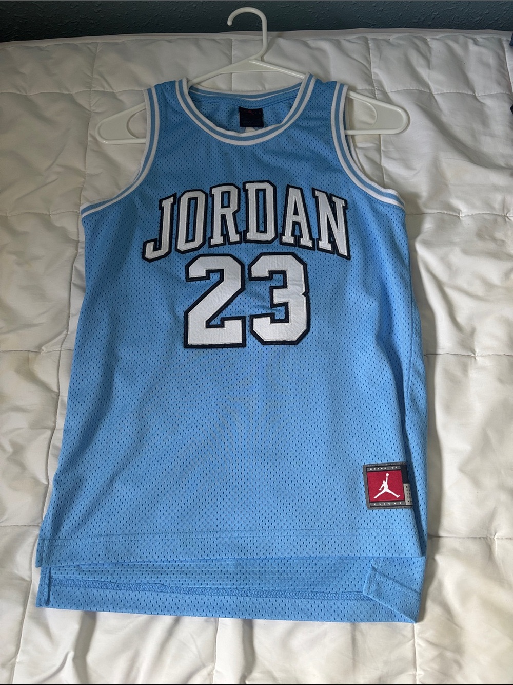 Jordan Light Blue 23 Basketball Jersey with White and Black Trim - Picture 1 of 3
